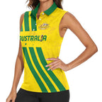 Custom Soccer 2026 Australia Women Sleeveless Polo Shirt Socceroos Go Glory