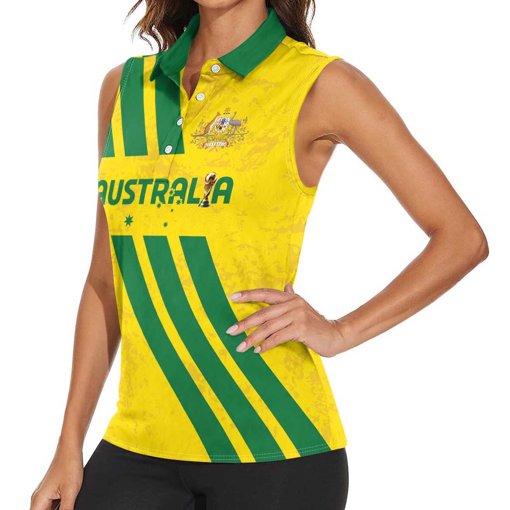 Custom Soccer 2026 Australia Women Sleeveless Polo Shirt Socceroos Go Glory