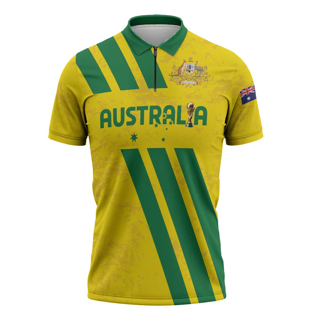 Custom Soccer 2026 Australia Zipper Polo Shirt Socceroos Go Glory