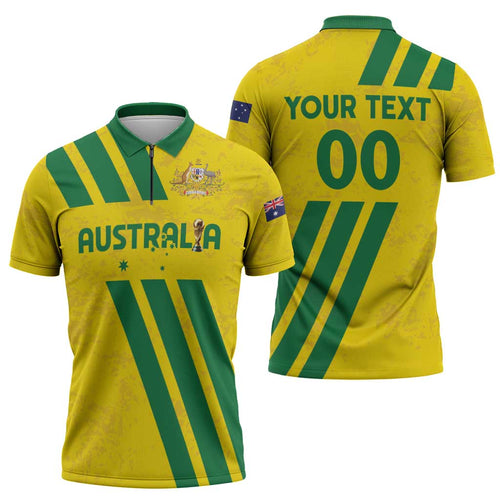 Custom Soccer 2026 Australia Zipper Polo Shirt Socceroos Go Glory