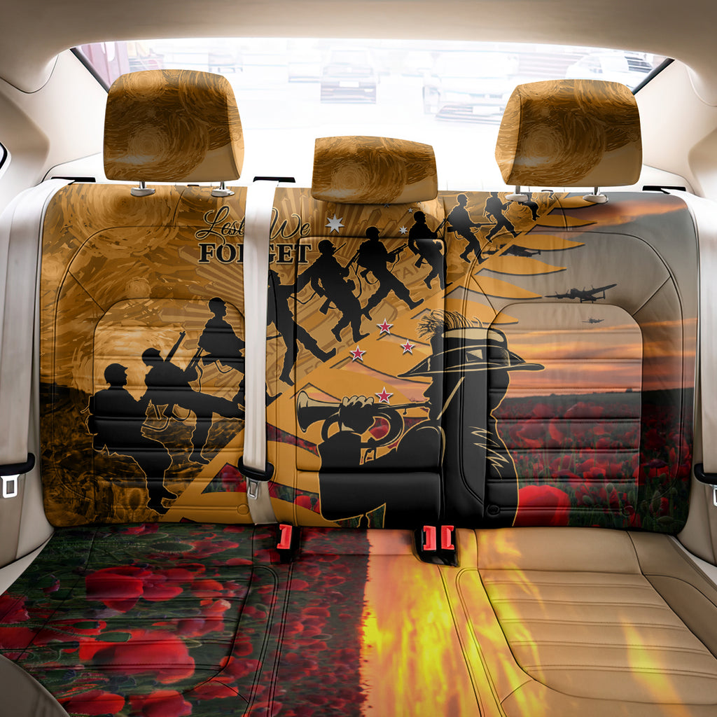 ANZAC Day 2024 Back Car Seat Cover Silver Fern With A Trumpet Soldier