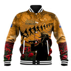 ANZAC Day 2024 Baseball Jacket Silver Fern With A Trumpet Soldier