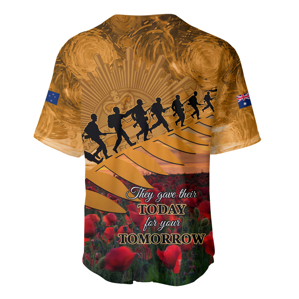 ANZAC Day 2024 Baseball Jersey Silver Fern With A Trumpet Soldier