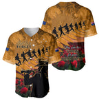 ANZAC Day 2024 Baseball Jersey Silver Fern With A Trumpet Soldier