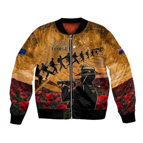 ANZAC Day 2024 Bomber Jacket Silver Fern With A Trumpet Soldier