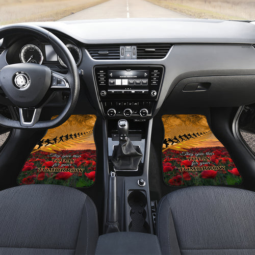 ANZAC Day 2024 Car Mats Silver Fern With A Trumpet Soldier