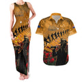 ANZAC Day 2024 Couples Matching Tank Maxi Dress and Hawaiian Shirt Silver Fern With A Trumpet Soldier