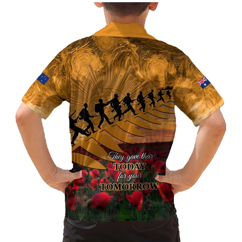 ANZAC Day 2024 Family Matching Mermaid Dress and Hawaiian Shirt Silver Fern With A Trumpet Soldier