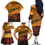 ANZAC Day 2024 Family Matching Off The Shoulder Long Sleeve Dress and Hawaiian Shirt Silver Fern With A Trumpet Soldier