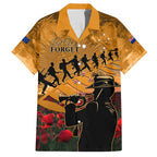 ANZAC Day 2024 Family Matching Off Shoulder Maxi Dress and Hawaiian Shirt Silver Fern With A Trumpet Soldier