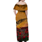 ANZAC Day 2024 Family Matching Off Shoulder Maxi Dress and Hawaiian Shirt Silver Fern With A Trumpet Soldier