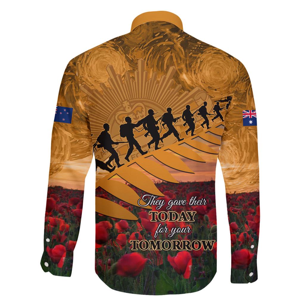 ANZAC Day 2024 Family Matching Off Shoulder Short Dress and Hawaiian Shirt Silver Fern With A Trumpet Soldier