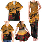 ANZAC Day 2024 Family Matching Tank Maxi Dress and Hawaiian Shirt Silver Fern With A Trumpet Soldier
