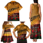 ANZAC Day 2024 Family Matching Tank Maxi Dress and Hawaiian Shirt Silver Fern With A Trumpet Soldier