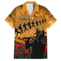 ANZAC Day 2024 Family Matching Tank Maxi Dress and Hawaiian Shirt Silver Fern With A Trumpet Soldier