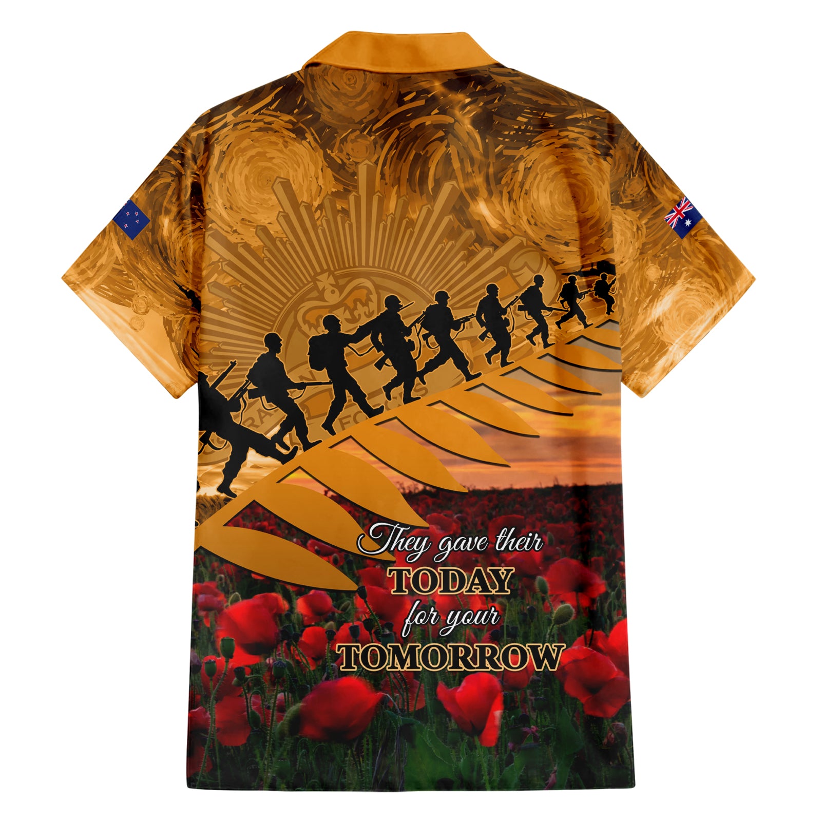 ANZAC Day 2024 Hawaiian Shirt Silver Fern With A Trumpet Soldier