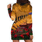 ANZAC Day 2024 Hoodie Dress Silver Fern With A Trumpet Soldier