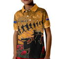 ANZAC Day 2024 Kid Polo Shirt Silver Fern With A Trumpet Soldier