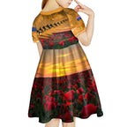 ANZAC Day 2024 Kid Short Sleeve Dress Silver Fern With A Trumpet Soldier