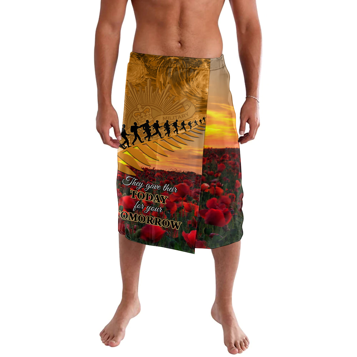 ANZAC Day 2024 Lavalava Silver Fern With A Trumpet Soldier