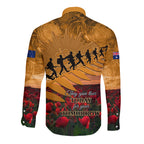 ANZAC Day 2024 Long Sleeve Button Shirt Silver Fern With A Trumpet Soldier