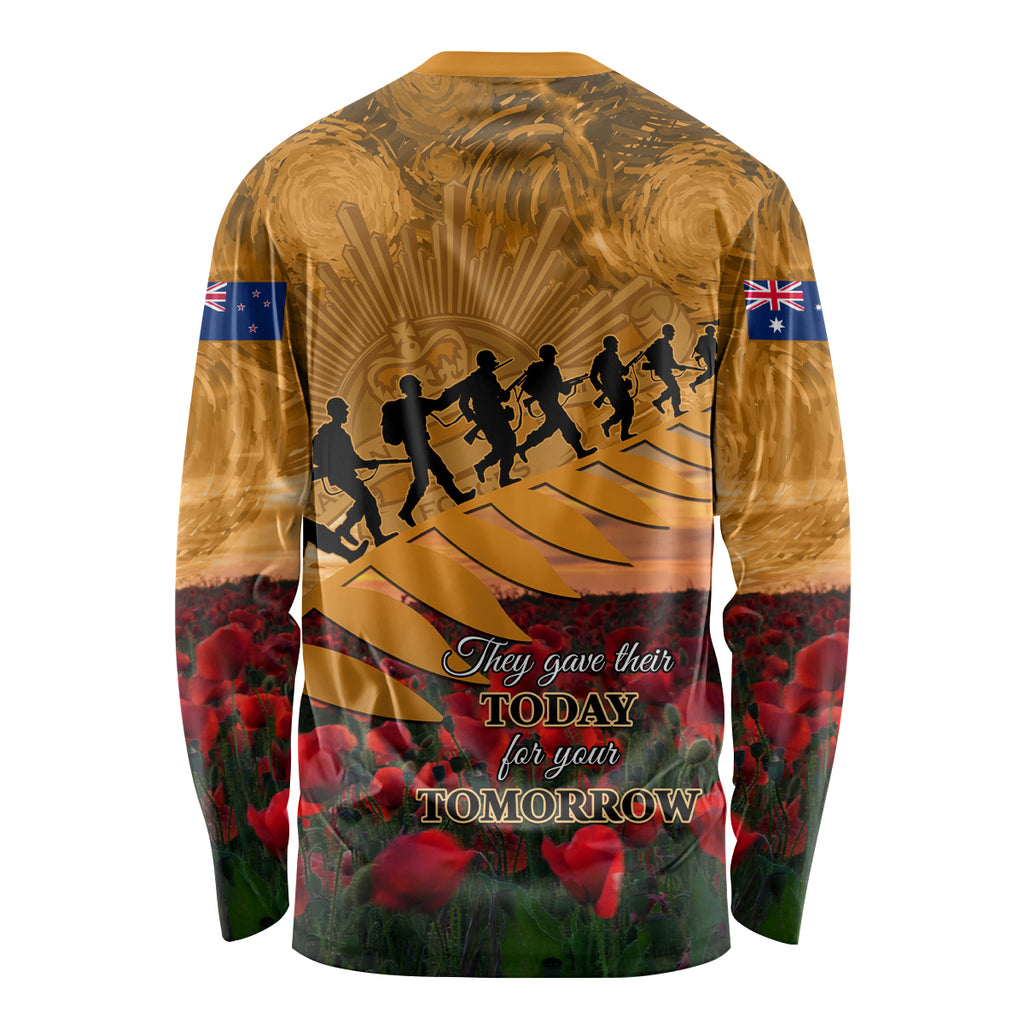 ANZAC Day 2024 Long Sleeve Shirt Silver Fern With A Trumpet Soldier