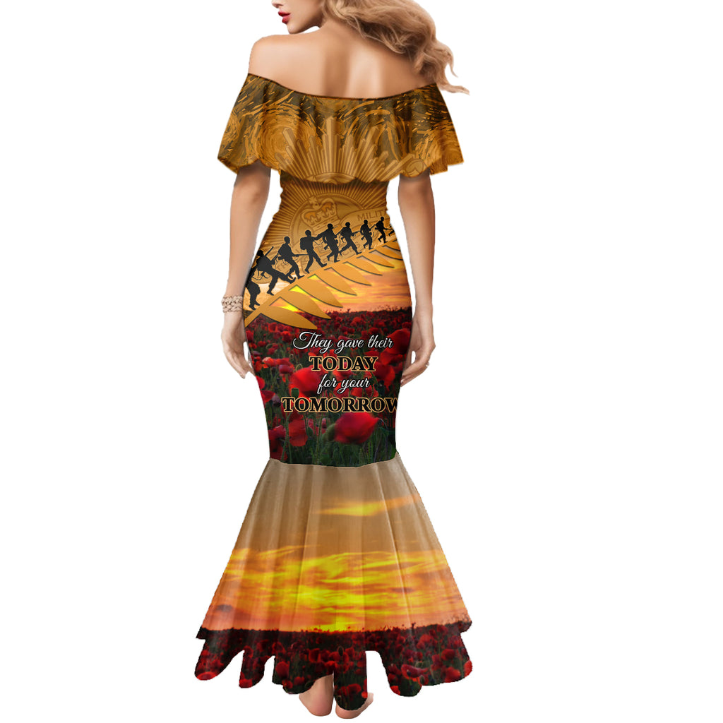 ANZAC Day 2024 Mermaid Dress Silver Fern With A Trumpet Soldier