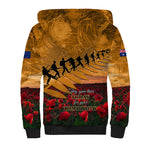 ANZAC Day 2024 Sherpa Hoodie Silver Fern With A Trumpet Soldier