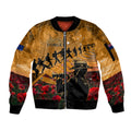 ANZAC Day 2024 Sleeve Zip Bomber Jacket Silver Fern With A Trumpet Soldier