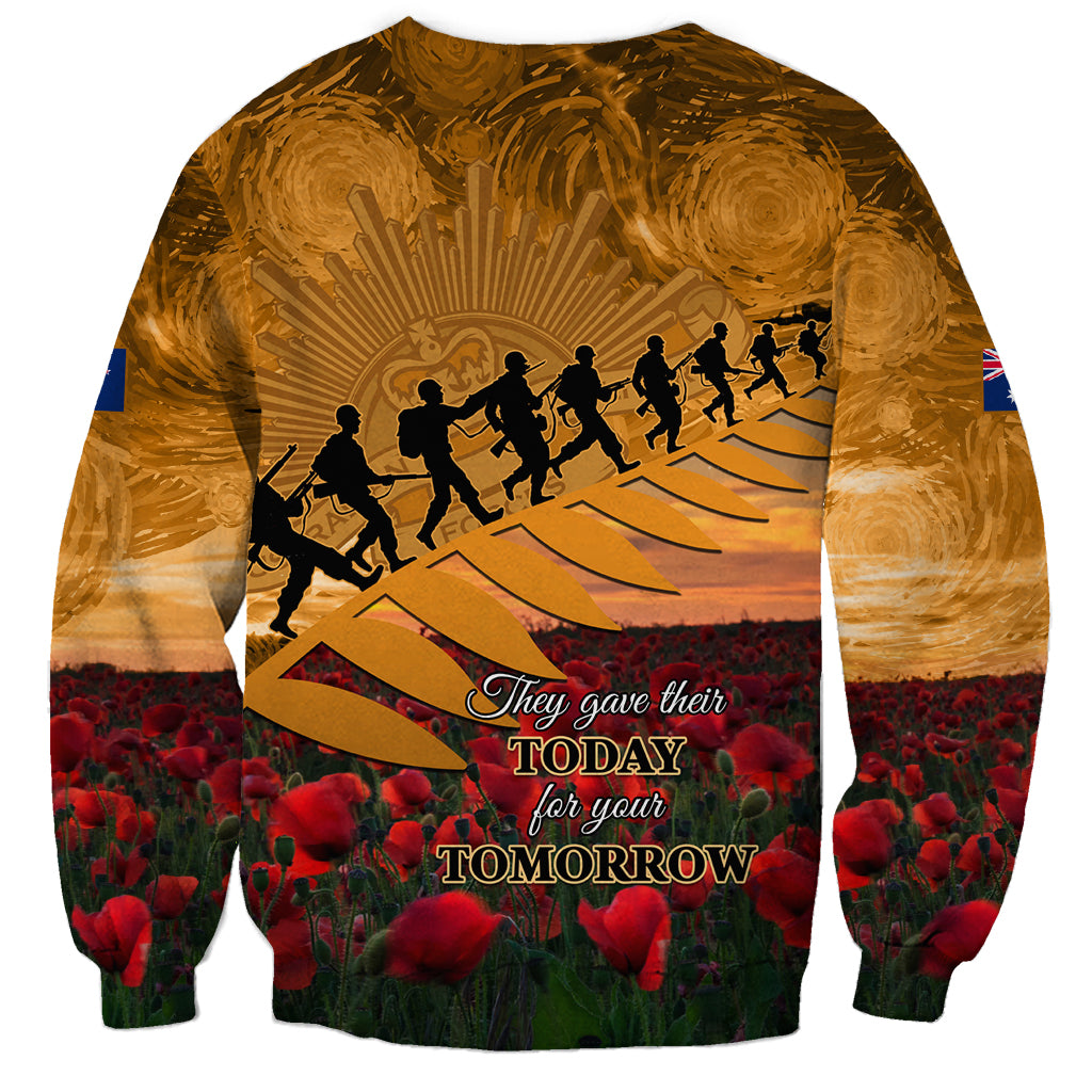 ANZAC Day 2024 Sweatshirt Silver Fern With A Trumpet Soldier