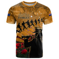 ANZAC Day 2024 T Shirt Silver Fern With A Trumpet Soldier