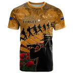 ANZAC Day 2024 T Shirt Silver Fern With A Trumpet Soldier