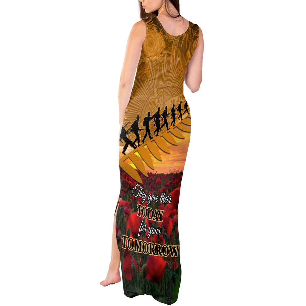 ANZAC Day 2024 Tank Maxi Dress Silver Fern With A Trumpet Soldier