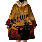 ANZAC Day 2024 Wearable Blanket Hoodie Silver Fern With A Trumpet Soldier