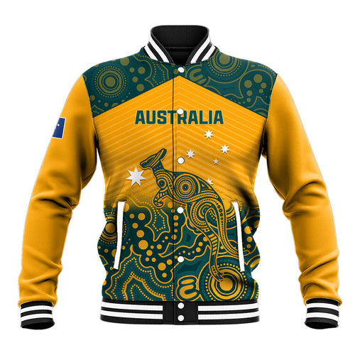 Custom Australia Rugby Baseball Jacket Wallabies Aboriginal Pattern