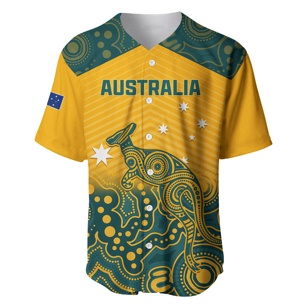 Custom Australia Rugby Baseball Jersey Wallabies Aboriginal Pattern