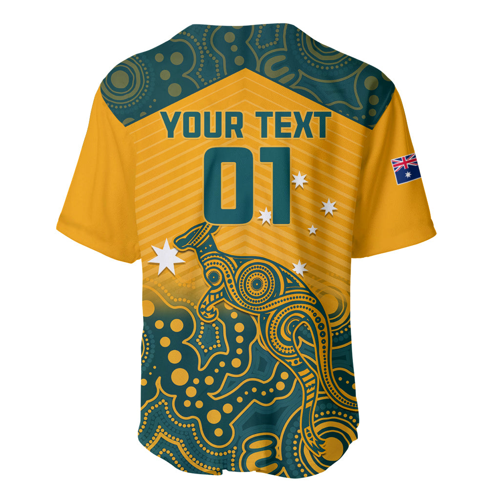 Custom Australia Rugby Baseball Jersey Wallabies Aboriginal Pattern