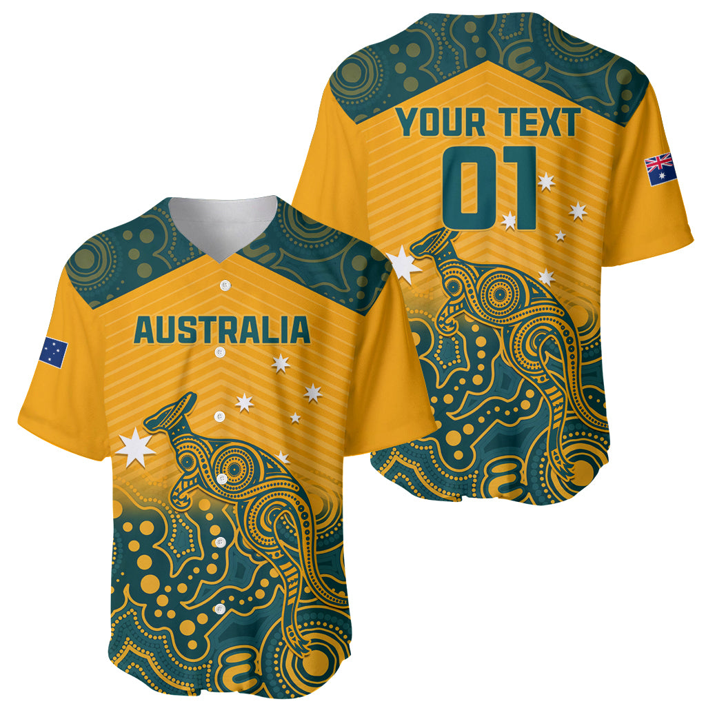 Custom Australia Rugby Baseball Jersey Wallabies Aboriginal Pattern