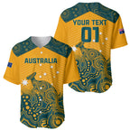 Custom Australia Rugby Baseball Jersey Wallabies Aboriginal Pattern