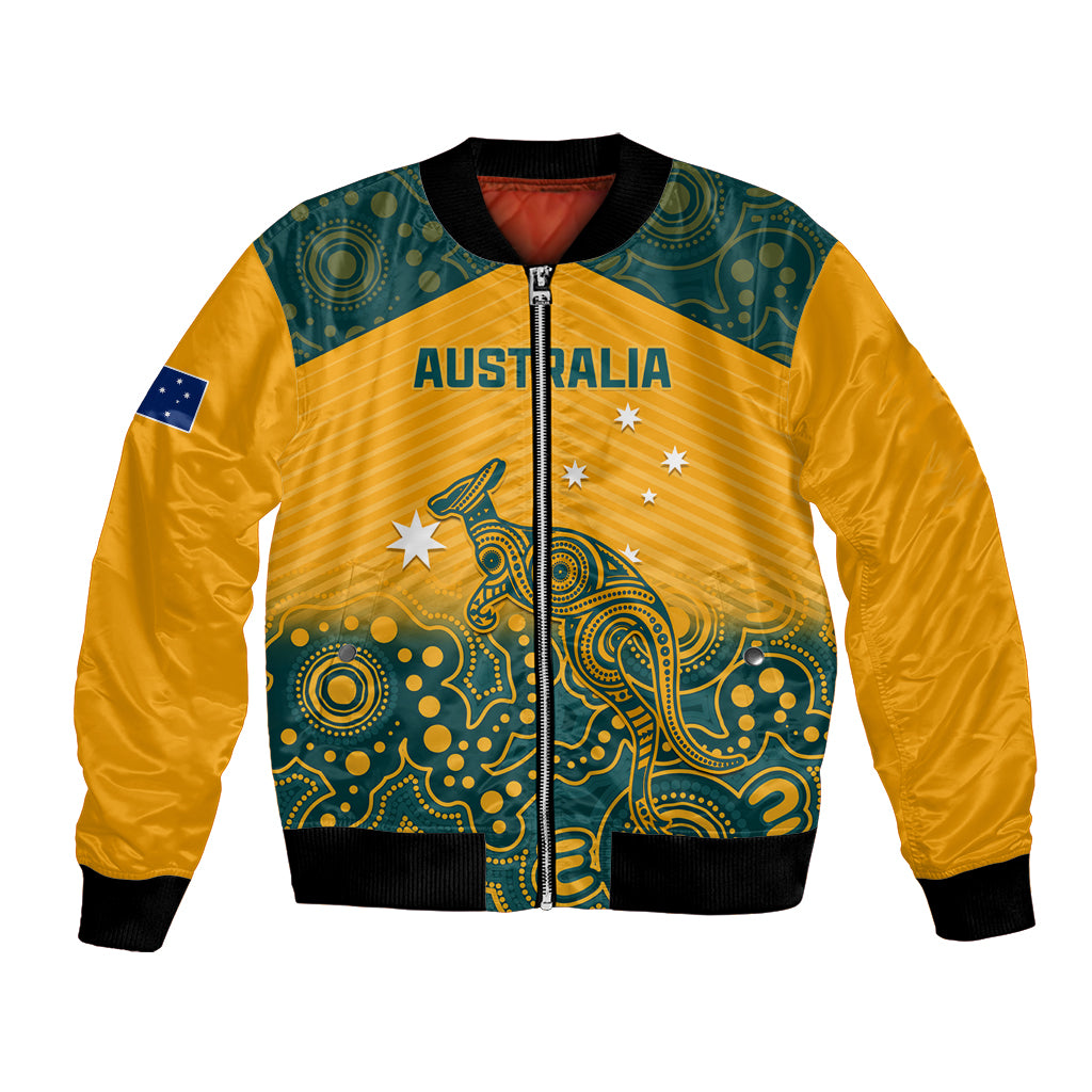 Custom Australia Rugby Bomber Jacket Wallabies Aboriginal Pattern