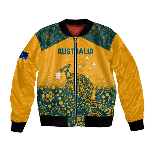 Custom Australia Rugby Bomber Jacket Wallabies Aboriginal Pattern