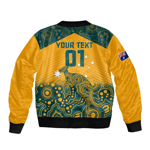 Custom Australia Rugby Bomber Jacket Wallabies Aboriginal Pattern