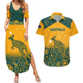 Custom Australia Rugby Couples Matching Summer Maxi Dress and Hawaiian Shirt Wallabies Aboriginal Pattern