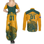 Custom Australia Rugby Couples Matching Summer Maxi Dress and Long Sleeve Button Shirt Wallabies Aboriginal Pattern