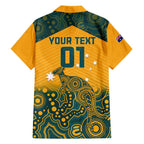 Custom Australia Rugby Family Matching Long Sleeve Bodycon Dress and Hawaiian Shirt Wallabies Aboriginal Pattern