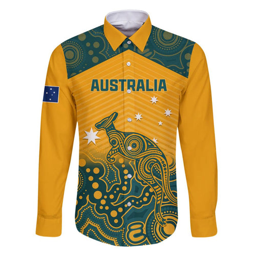 Custom Australia Rugby Family Matching Long Sleeve Bodycon Dress and Hawaiian Shirt Wallabies Aboriginal Pattern