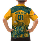 Custom Australia Rugby Family Matching Mermaid Dress and Hawaiian Shirt Wallabies Aboriginal Pattern