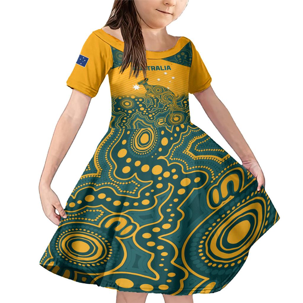 Custom Australia Rugby Family Matching Mermaid Dress and Hawaiian Shirt Wallabies Aboriginal Pattern