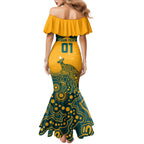Custom Australia Rugby Family Matching Mermaid Dress and Hawaiian Shirt Wallabies Aboriginal Pattern