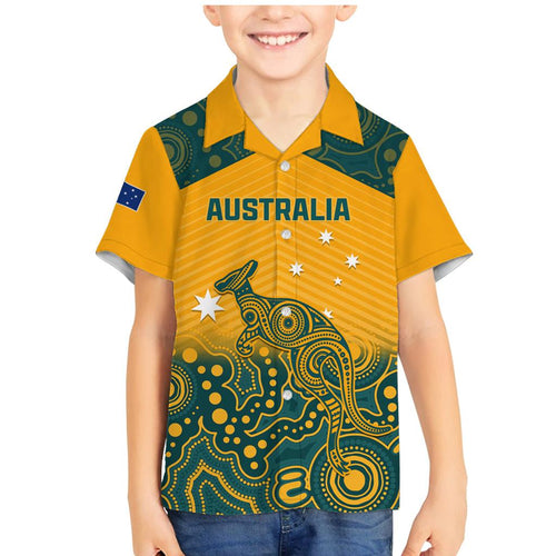Custom Australia Rugby Family Matching Mermaid Dress and Hawaiian Shirt Wallabies Aboriginal Pattern